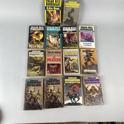 Edgar Rice Burroughs Lot of 14 Fantasy Fiction Paperback Books Tarzan Mad King