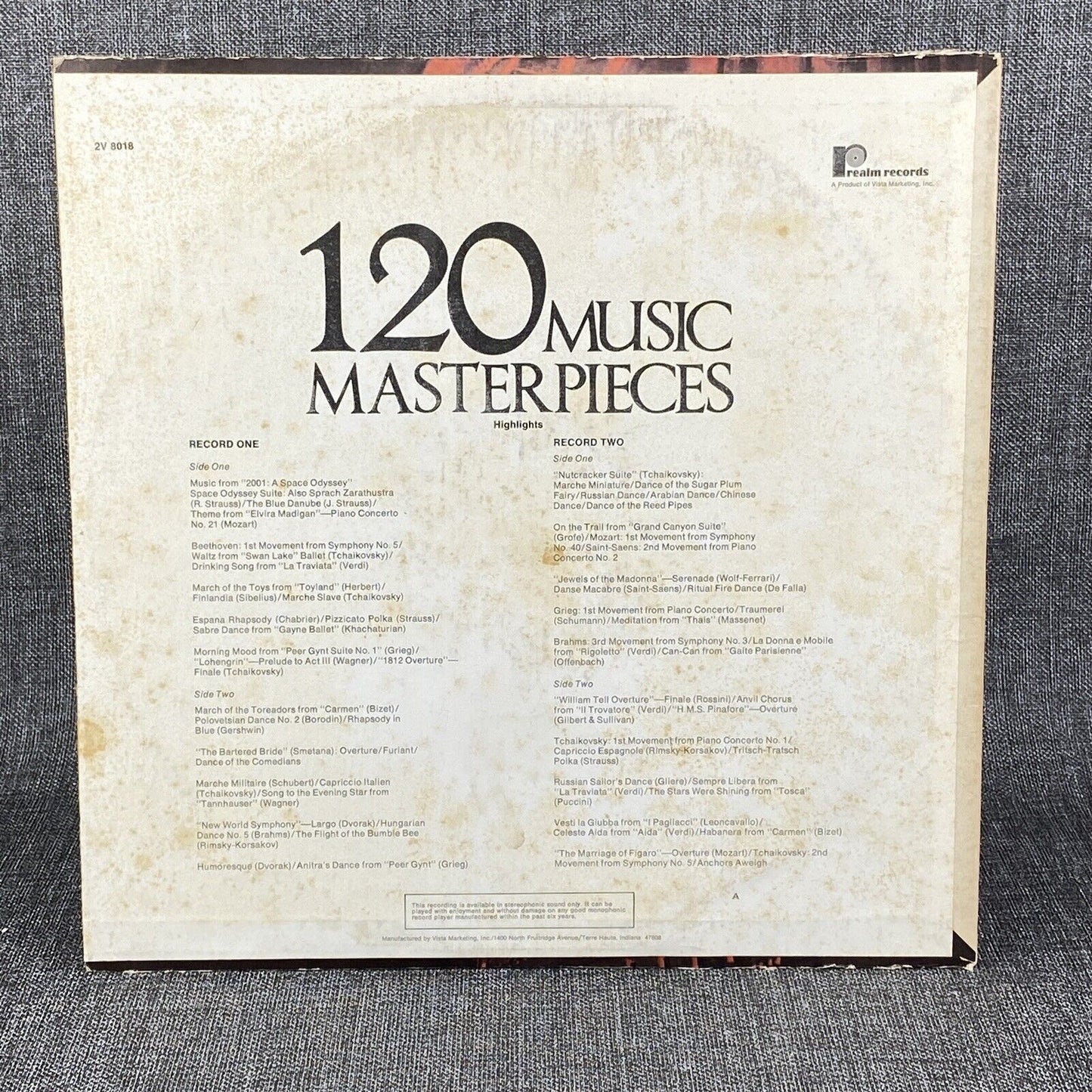 120 Music Masterpieces Highlights 2 Vinyl Records Tschaikonsky , Mozart etc...