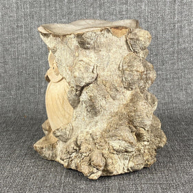 Unique Vintage Hand Carved Wooden Owl  6" x 5"