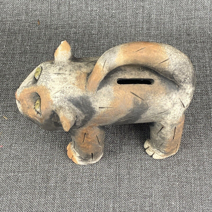 Vintage Unique Cat Pottery Sculpture Bank by Little Mountain Pottery (READ)