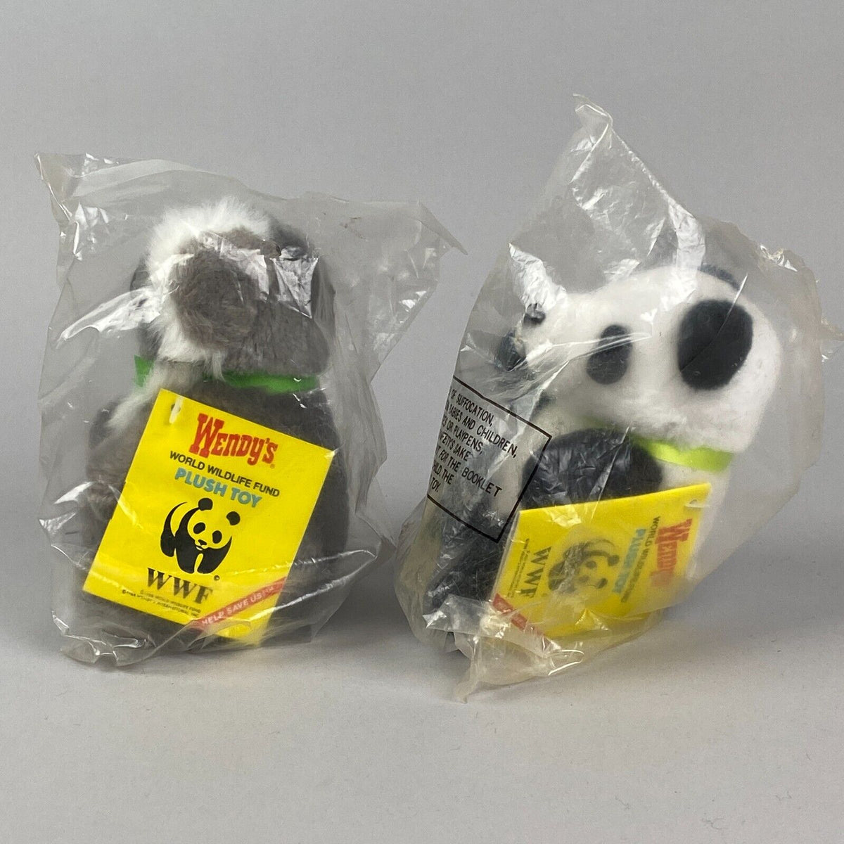 Lot of 2 1988 Wendy's WWF World Wildlife Fund Plush Animals, Panda, Koala