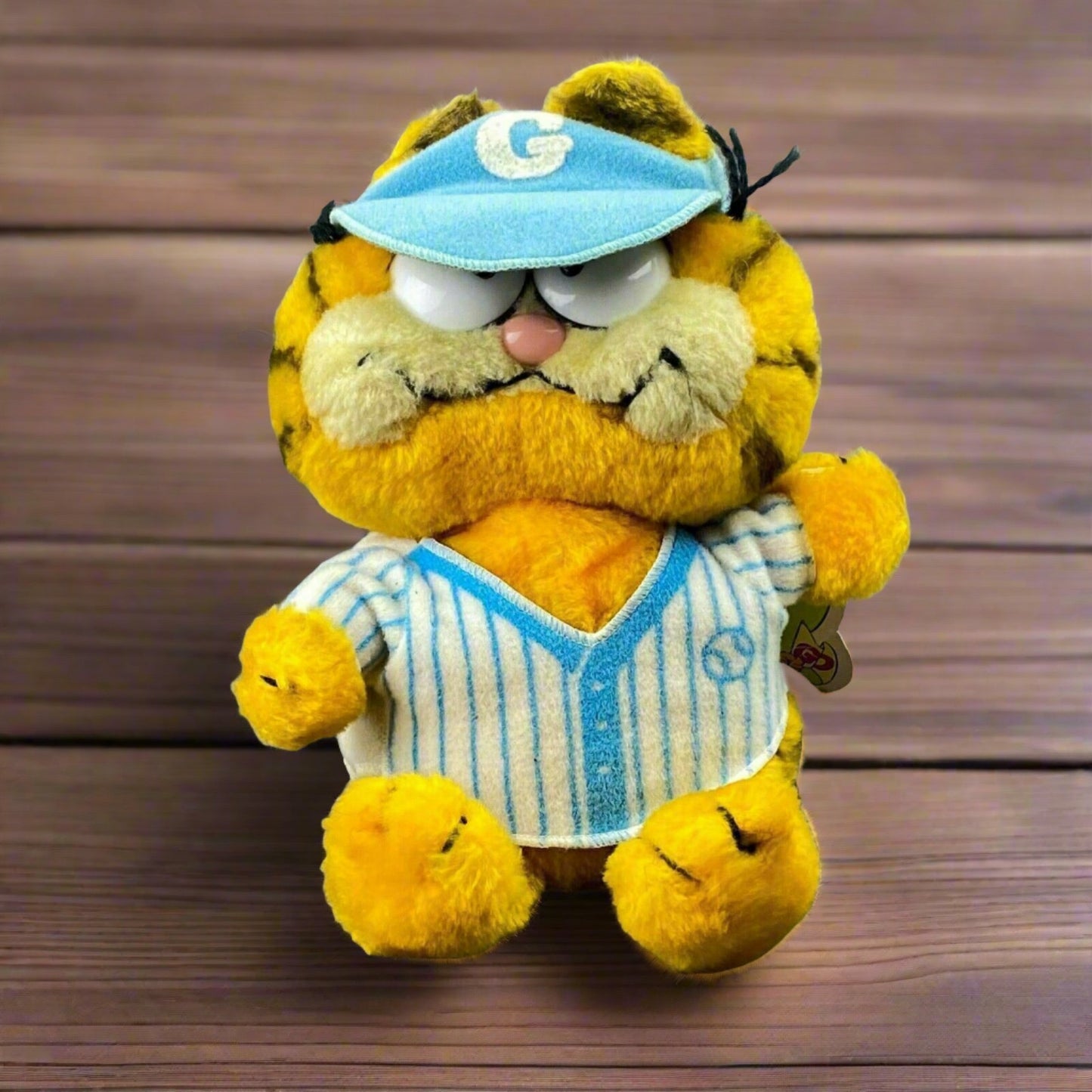 Vintage 1981 Baseball Garfield Blue Striped Shirts Ball Letter G Fun Farm Plush