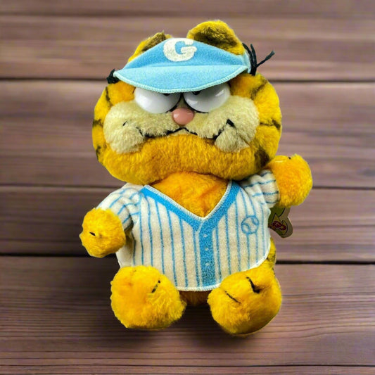 Vintage 1981 Baseball Garfield Blue Striped Shirts Ball Letter G Fun Farm Plush