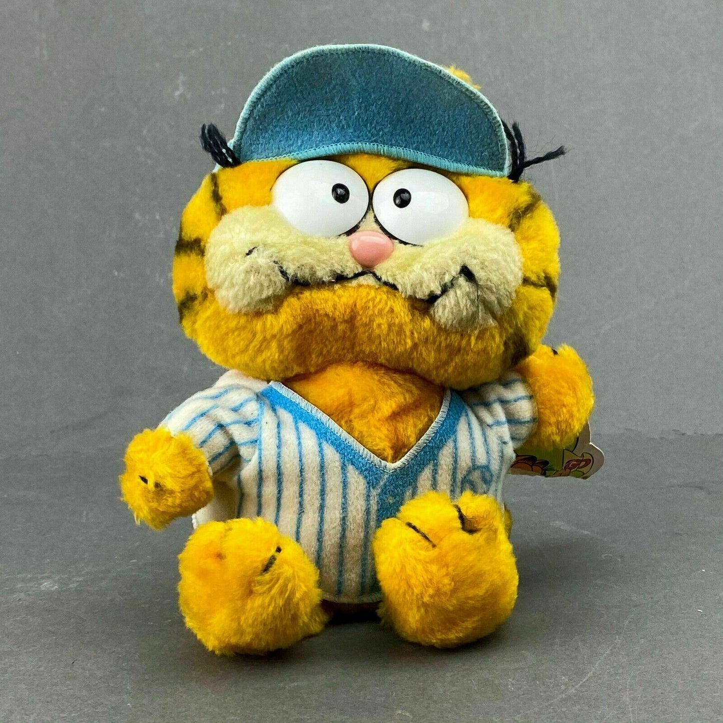 Vintage 1981 Baseball Garfield Blue Striped Shirts Ball Letter G Fun Farm Plush