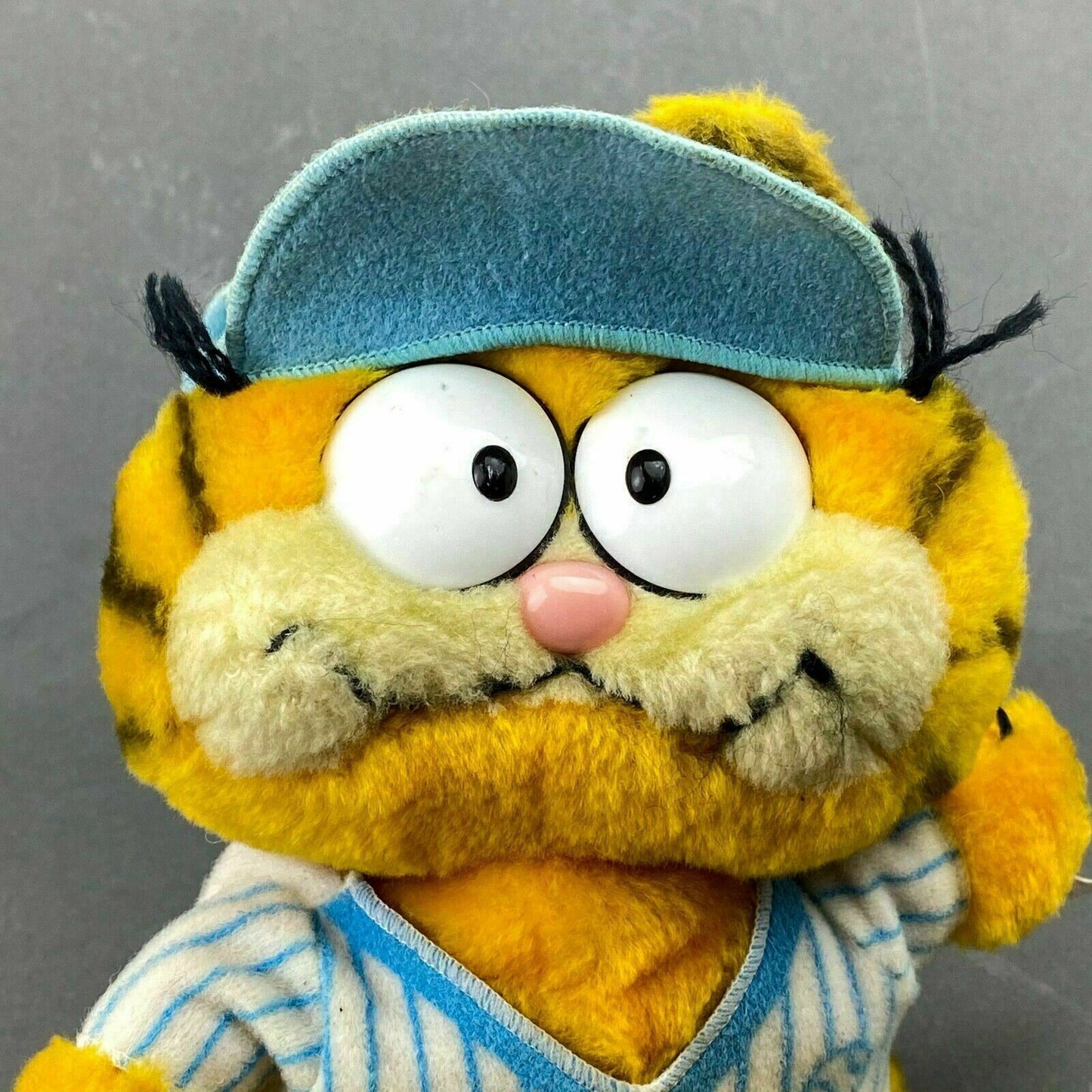 Vintage 1981 Baseball Garfield Blue Striped Shirts Ball Letter G Fun Farm Plush