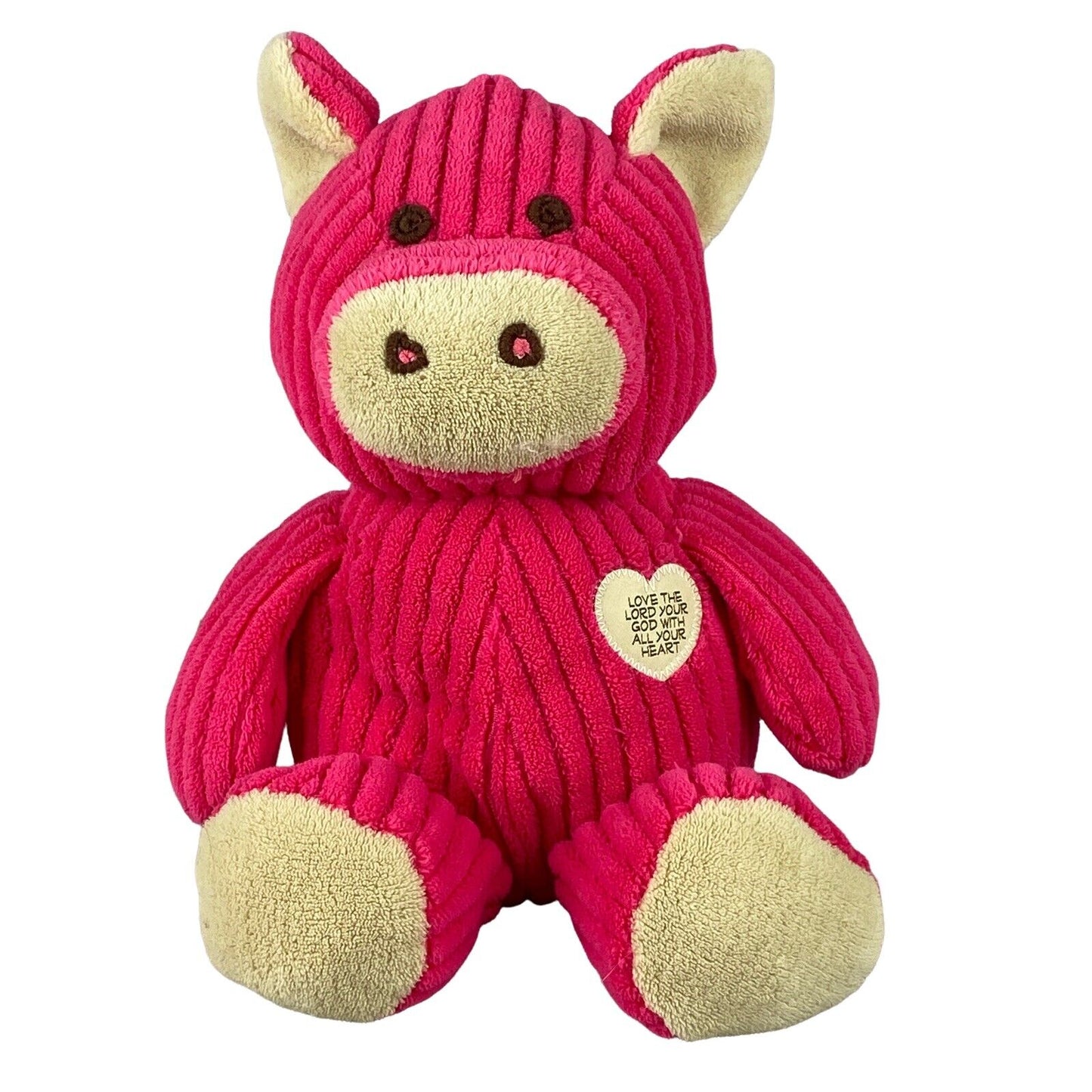 Animal Adventure Pink Pig Plush 12" Love the Lord Thy God with All Thy Heart