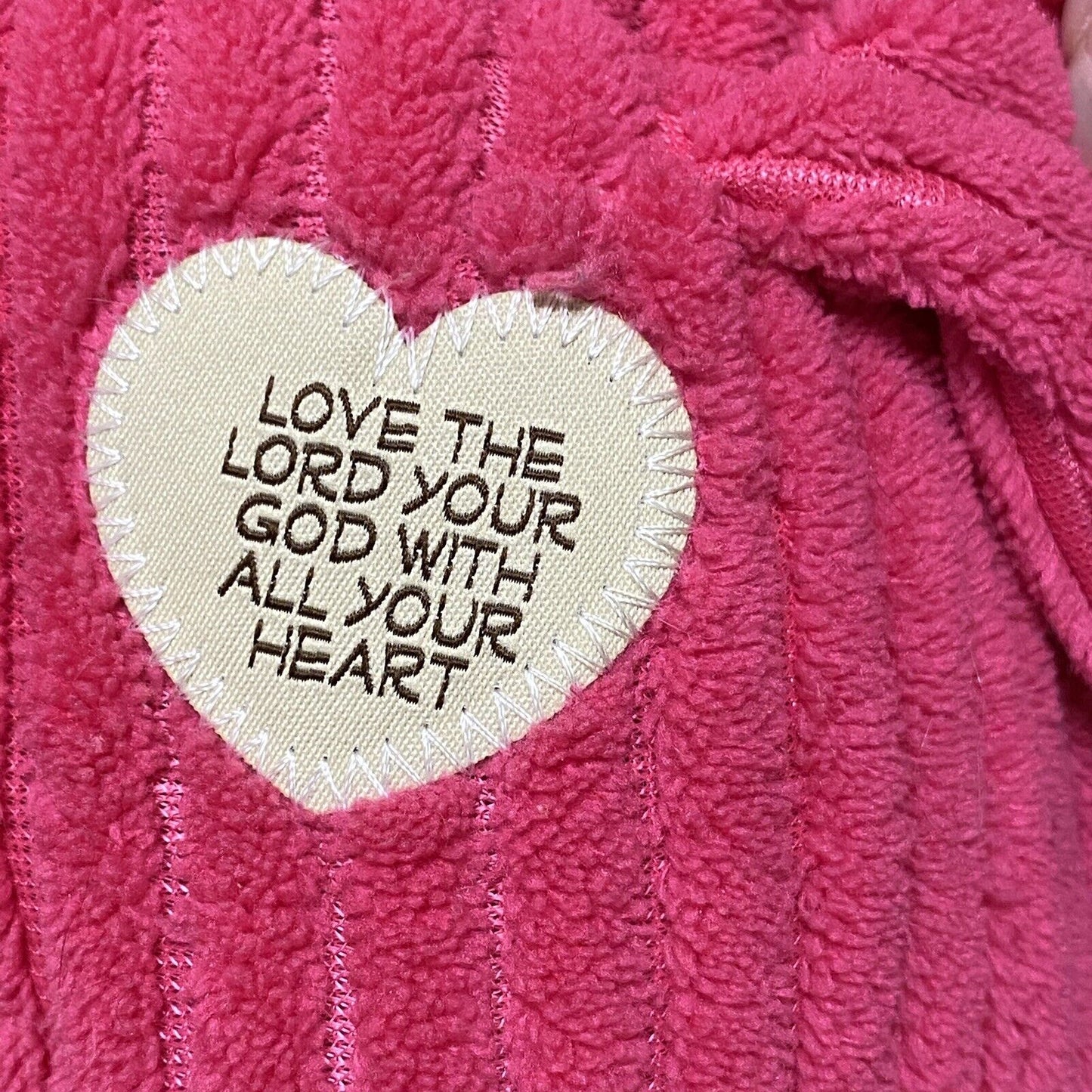 Animal Adventure Pink Pig Plush 12" Love the Lord Thy God with All Thy Heart