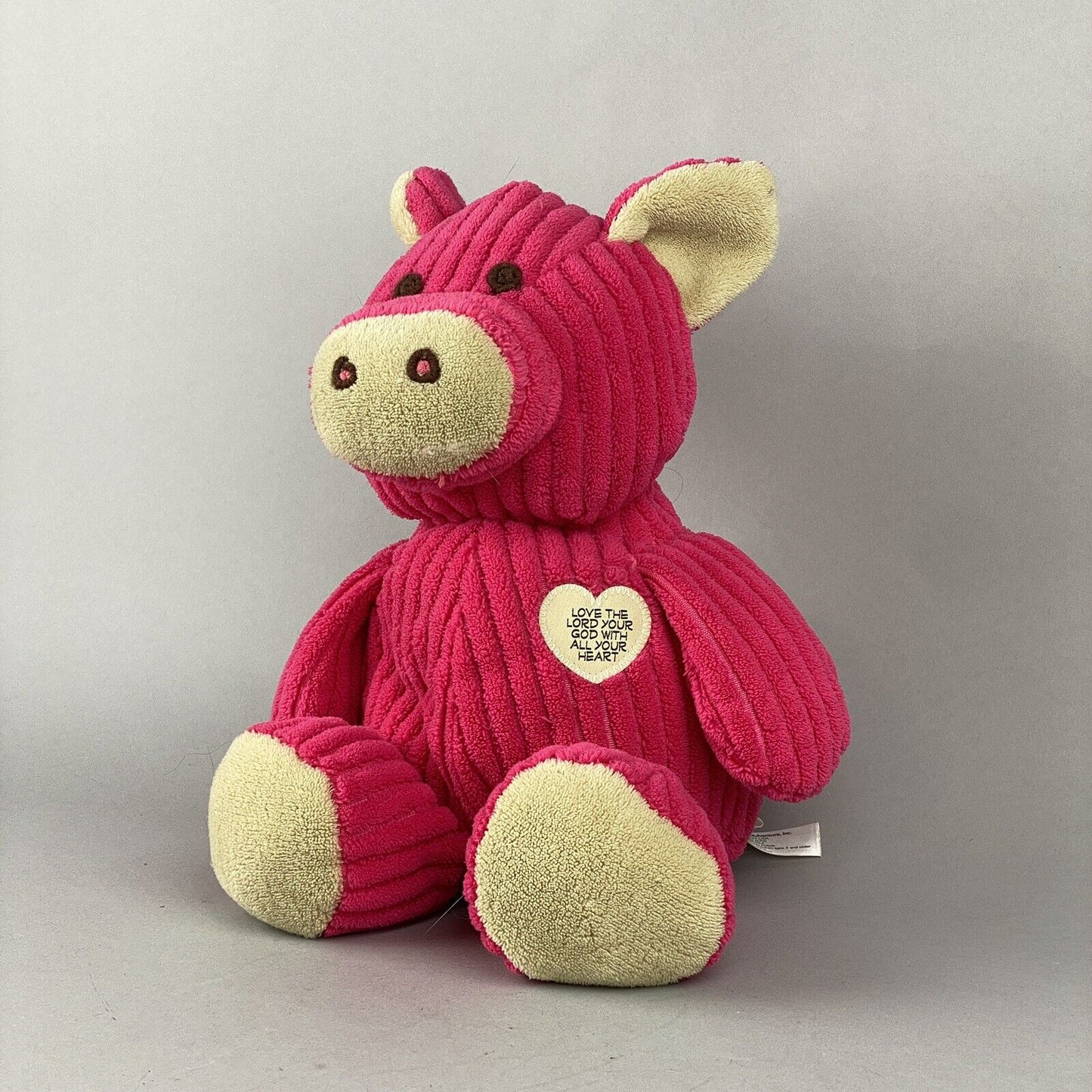 Animal Adventure Pink Pig Plush 12" Love the Lord Thy God with All Thy Heart