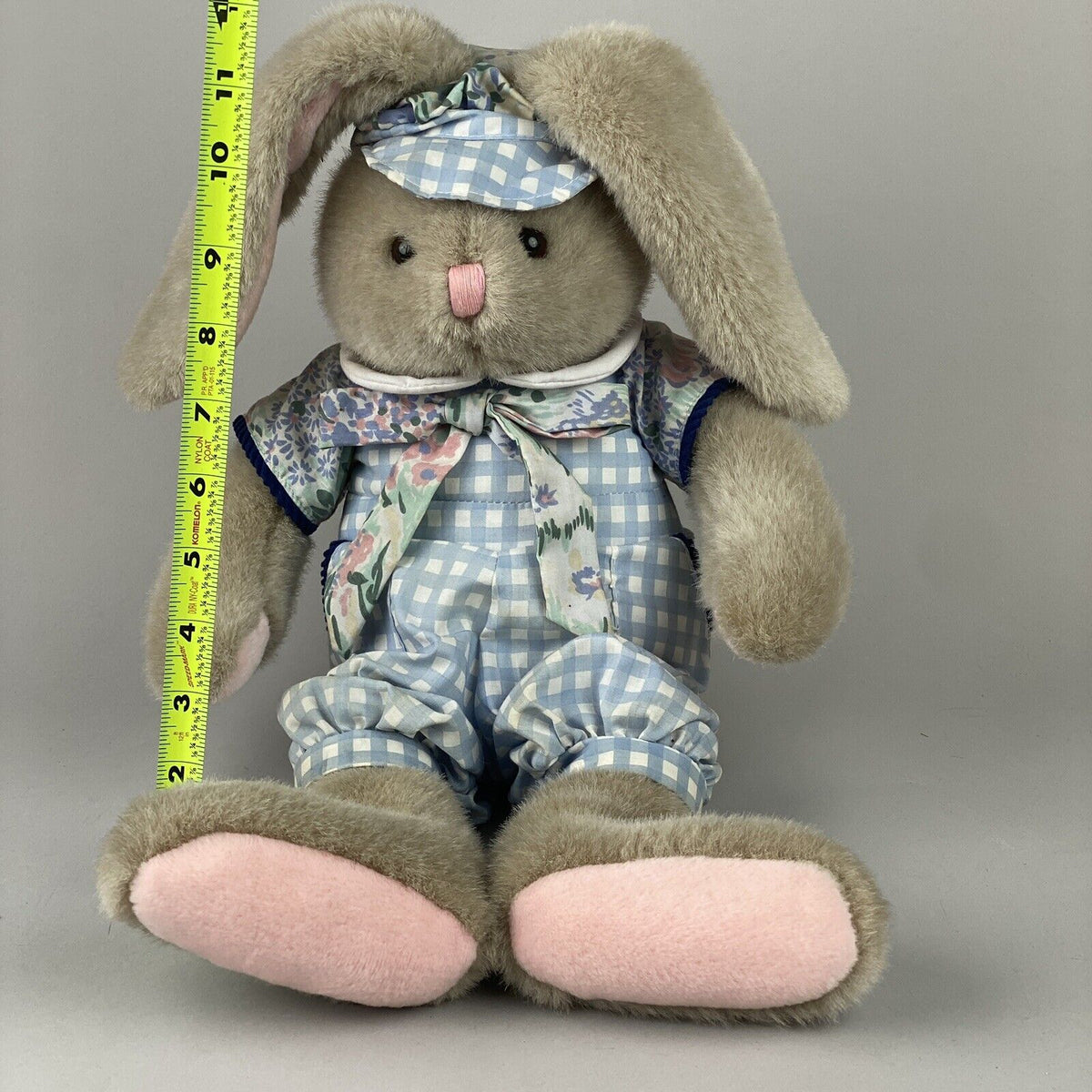 Vintage Commonwealth Easter Bunny Rabbit in a Plaid Outfit Plush Stuffed Animal