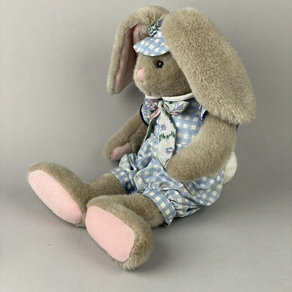 Vintage Commonwealth Easter Bunny Rabbit in a Plaid Outfit Plush Stuffed Animal