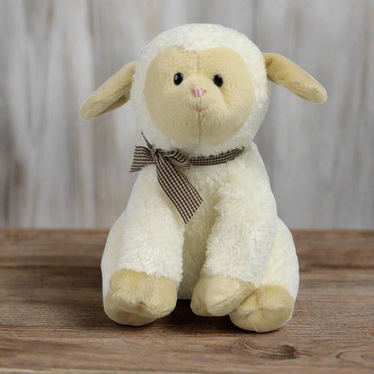 Gund White Lamb with Bow Plush Stuffed Animal