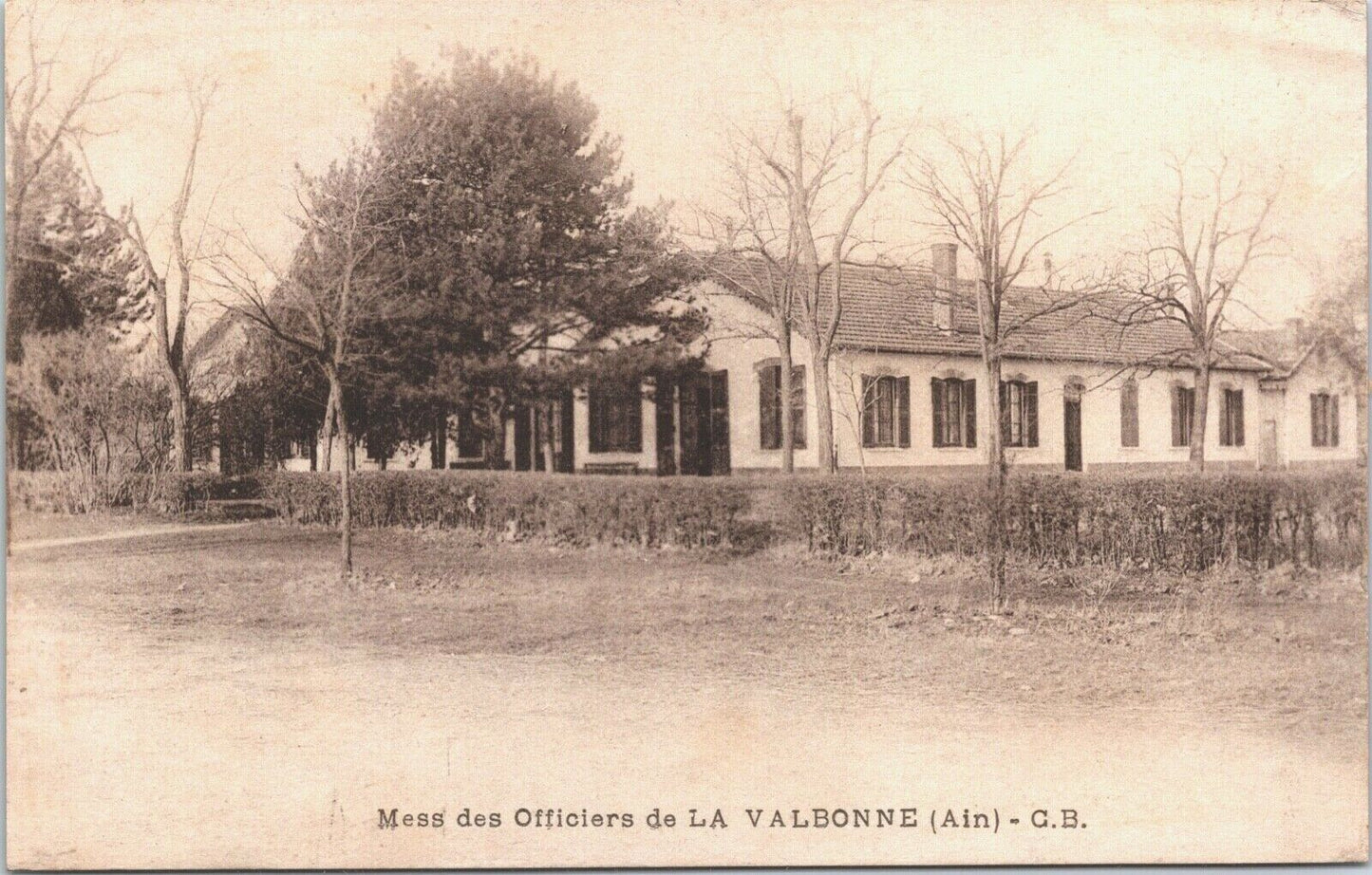 Vintage French Postcard - French, Mess des Officiers de La Valbonne, GB