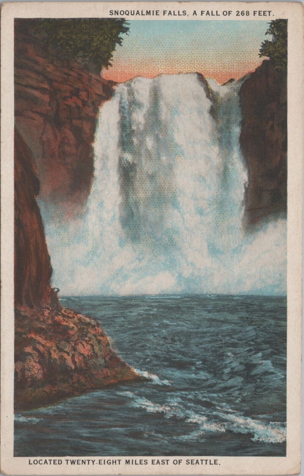 Snoqualmie Falls, a Fall of 268 Feet,Vintage Postcard with Stamp