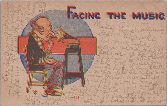 Antique Postcard 'Facing the Music' Posted, undivided back