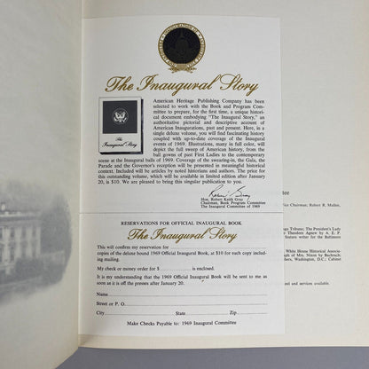 Richard Nixon President Official Inaugural Program January 20,1969