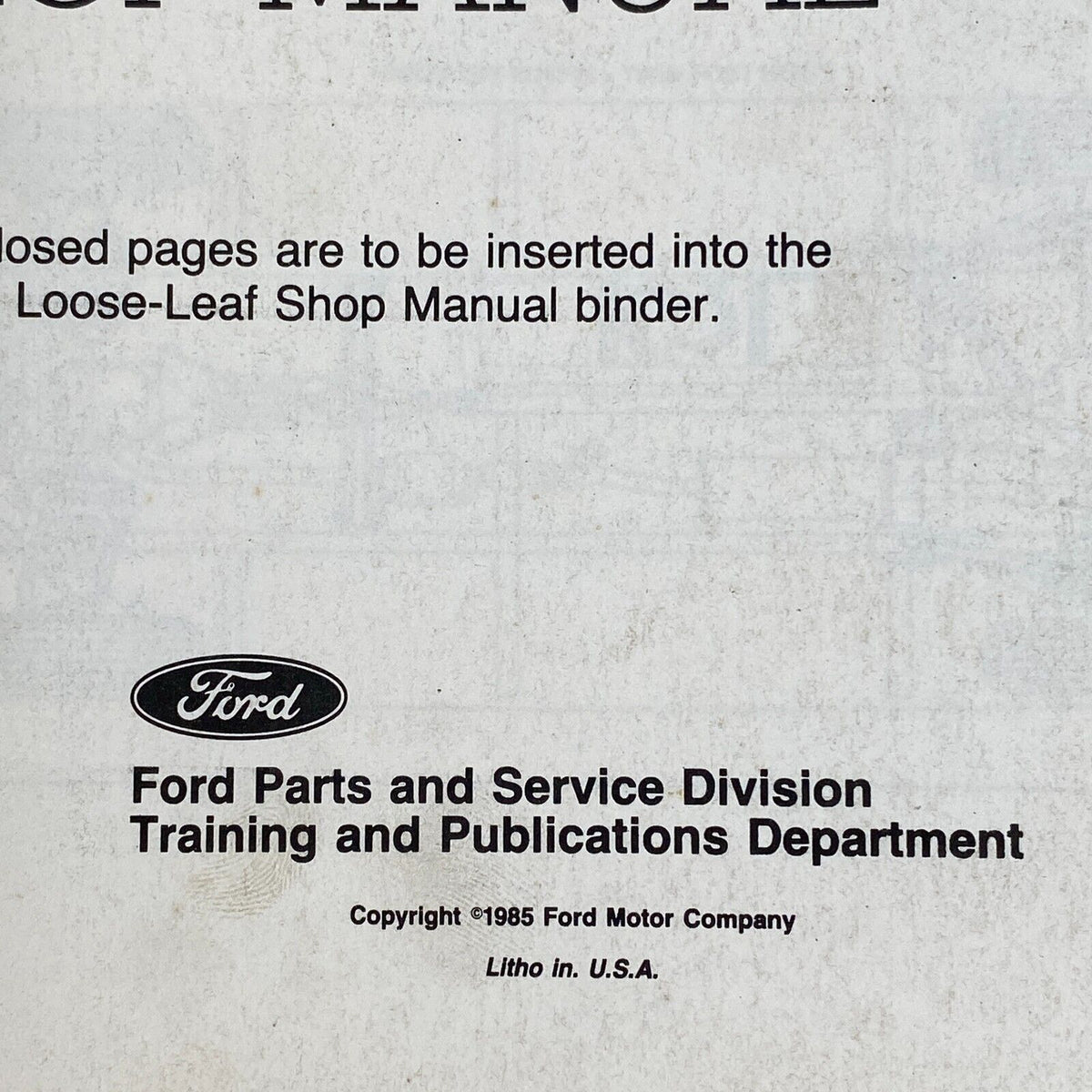 Ford Aerostar 1986  Shop Service Repair Manual