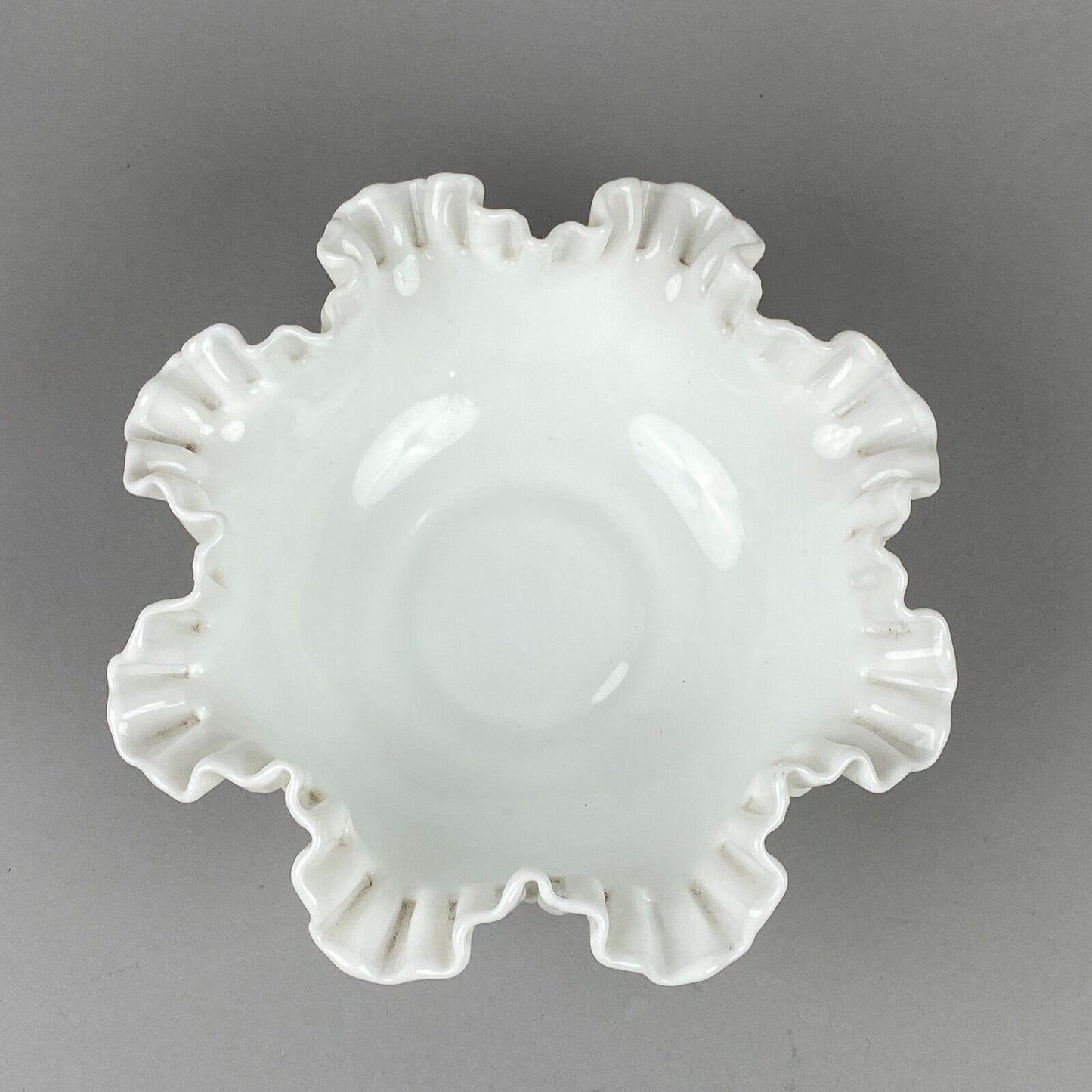 Milk Glass Ruffled Footed Serving Bowl