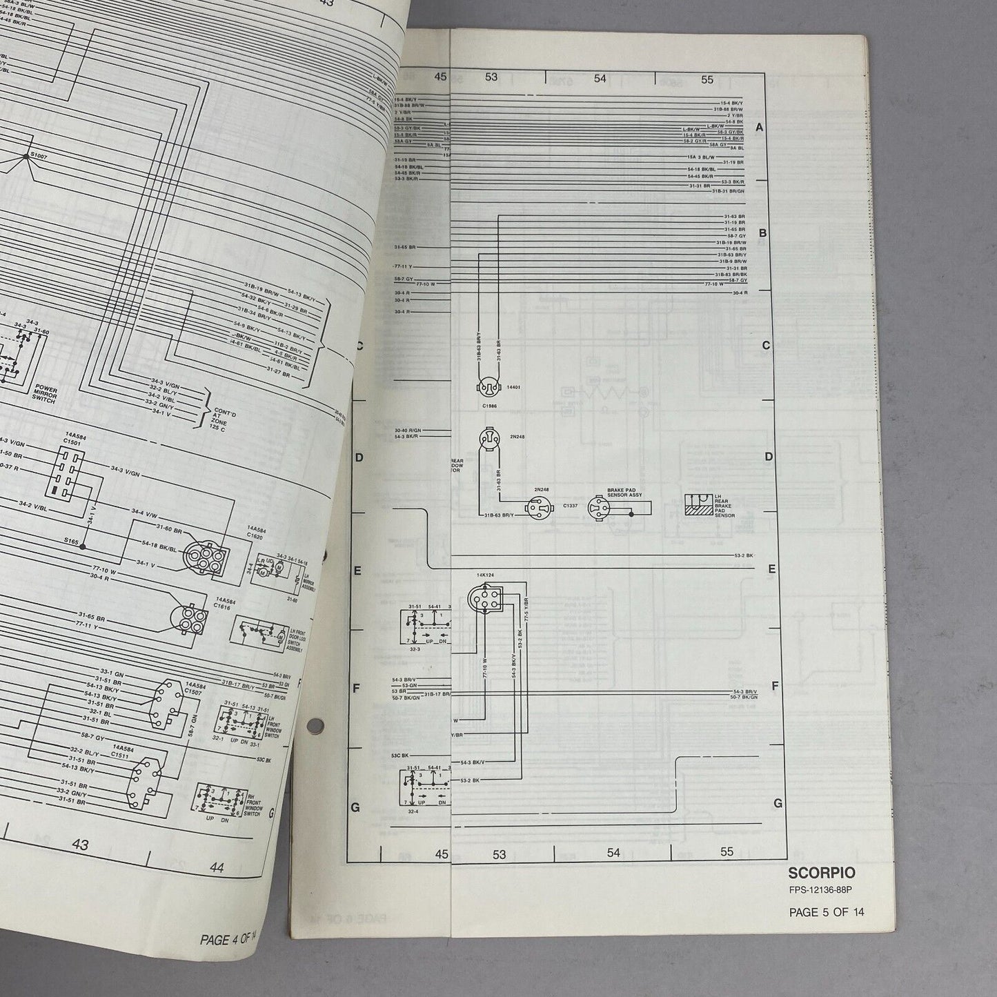 1988 Ford Scorpio Car Vacuum and Wiring Diagrams Manual