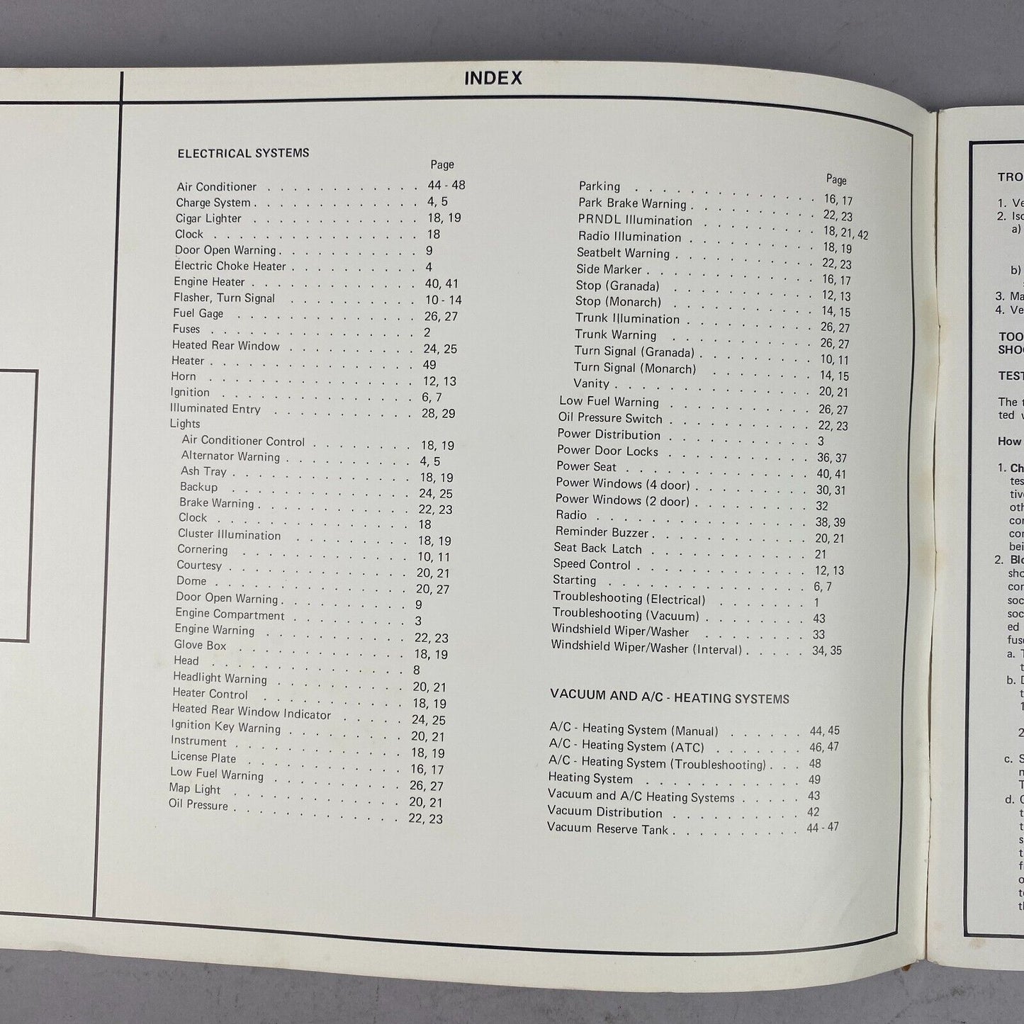 1977 Granada and Monarch Electrical and Vacuum Troubleshooting Manual