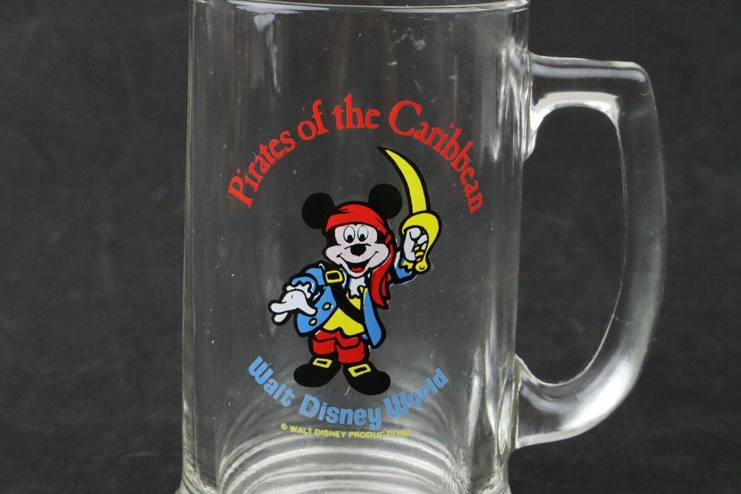 Walt Disney Attraction Glass Mug – Pirates of the Carribean and Mickey Mouse