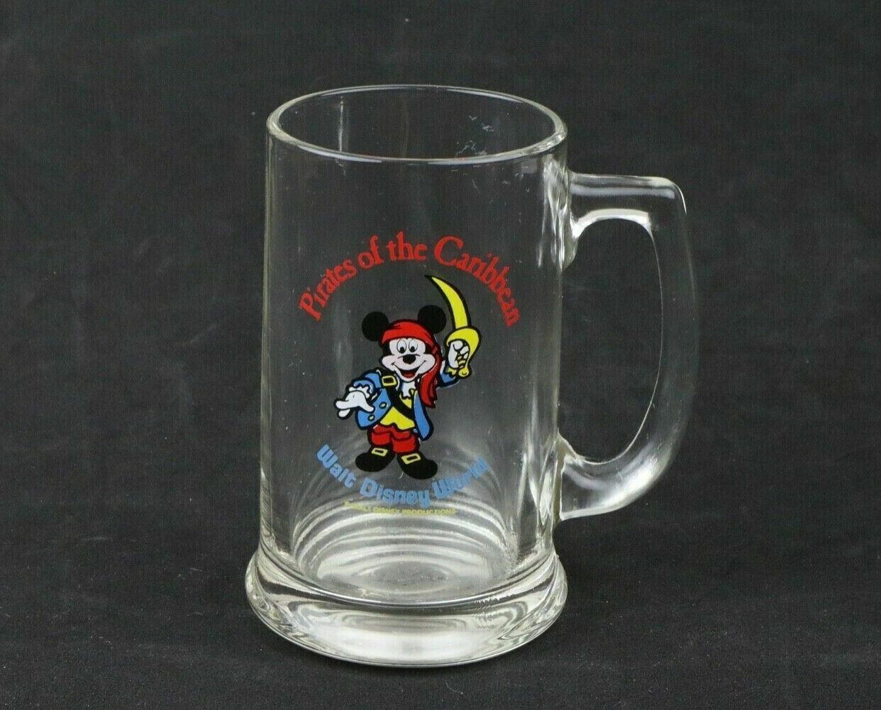 Walt Disney Attraction Glass Mug – Pirates of the Carribean and Mickey Mouse