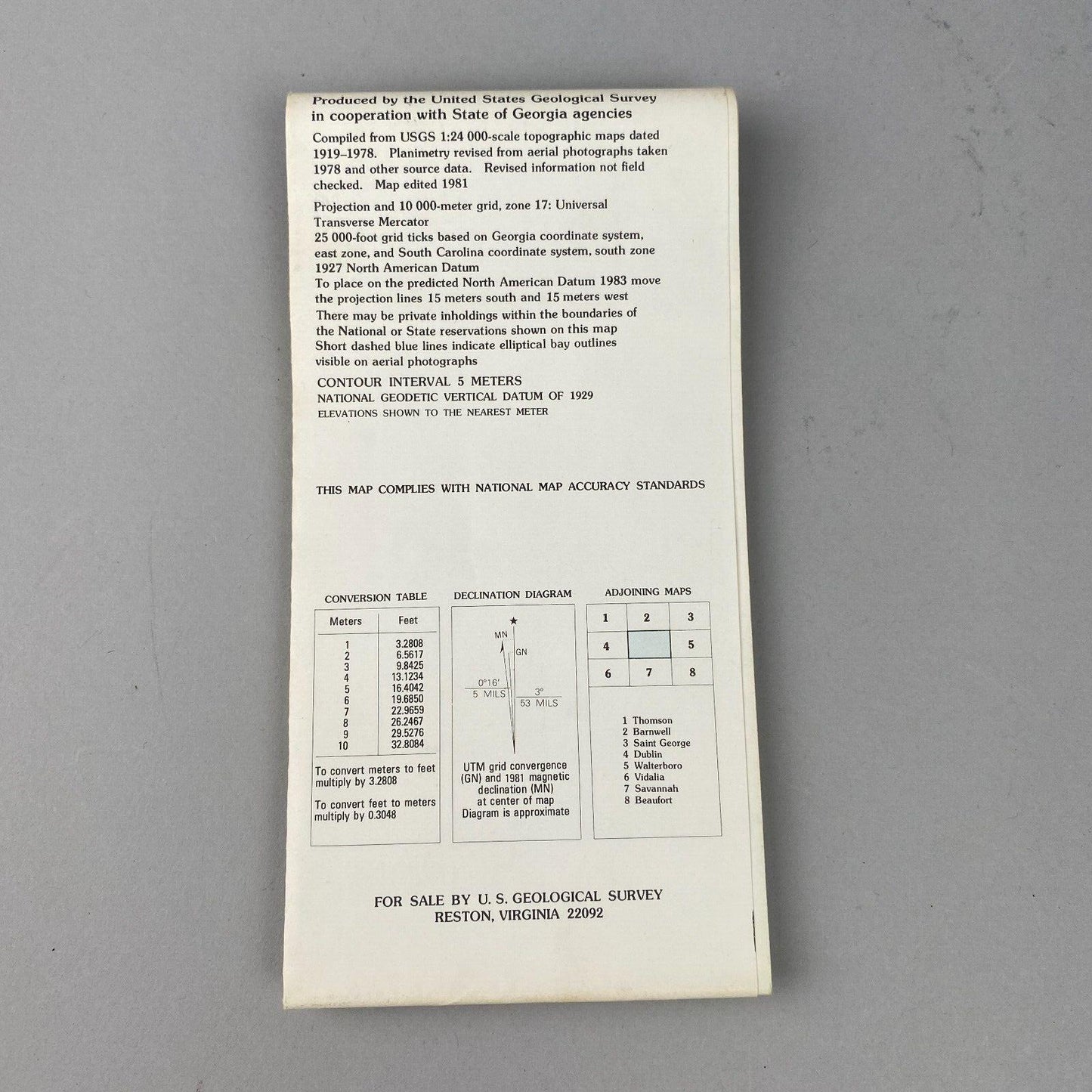 USGS Topographic Map 1981 Survey 30"x60" Sylvania, Georgia - South Carolina