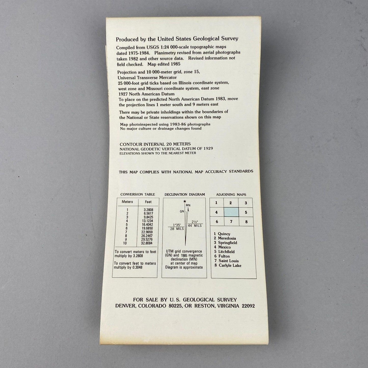 USGS Topographic Map 1985 Survey 30"x60" IL, MO Jerseyville 39090-A1-TM-100