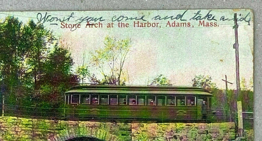 Antique Postcard: Stone Arch at the Harbor, Adams, Massachusetts