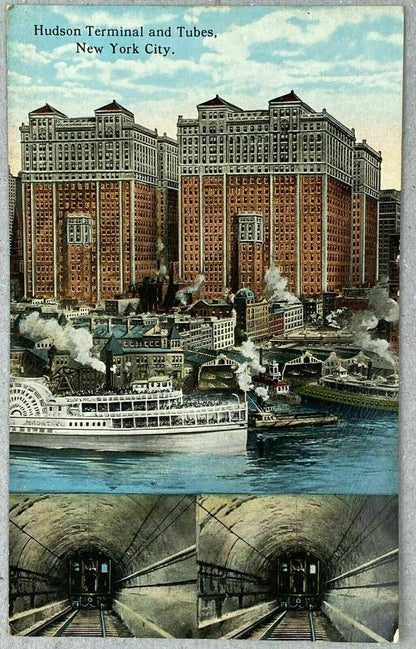 Antique Postcard Hudson Terminal and Tubes New York City