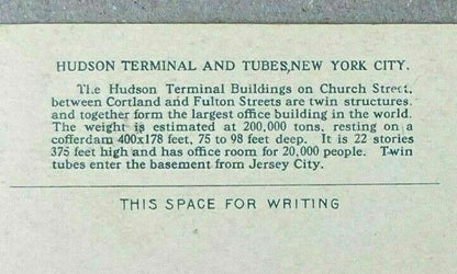 Antique Postcard Hudson Terminal and Tubes New York City