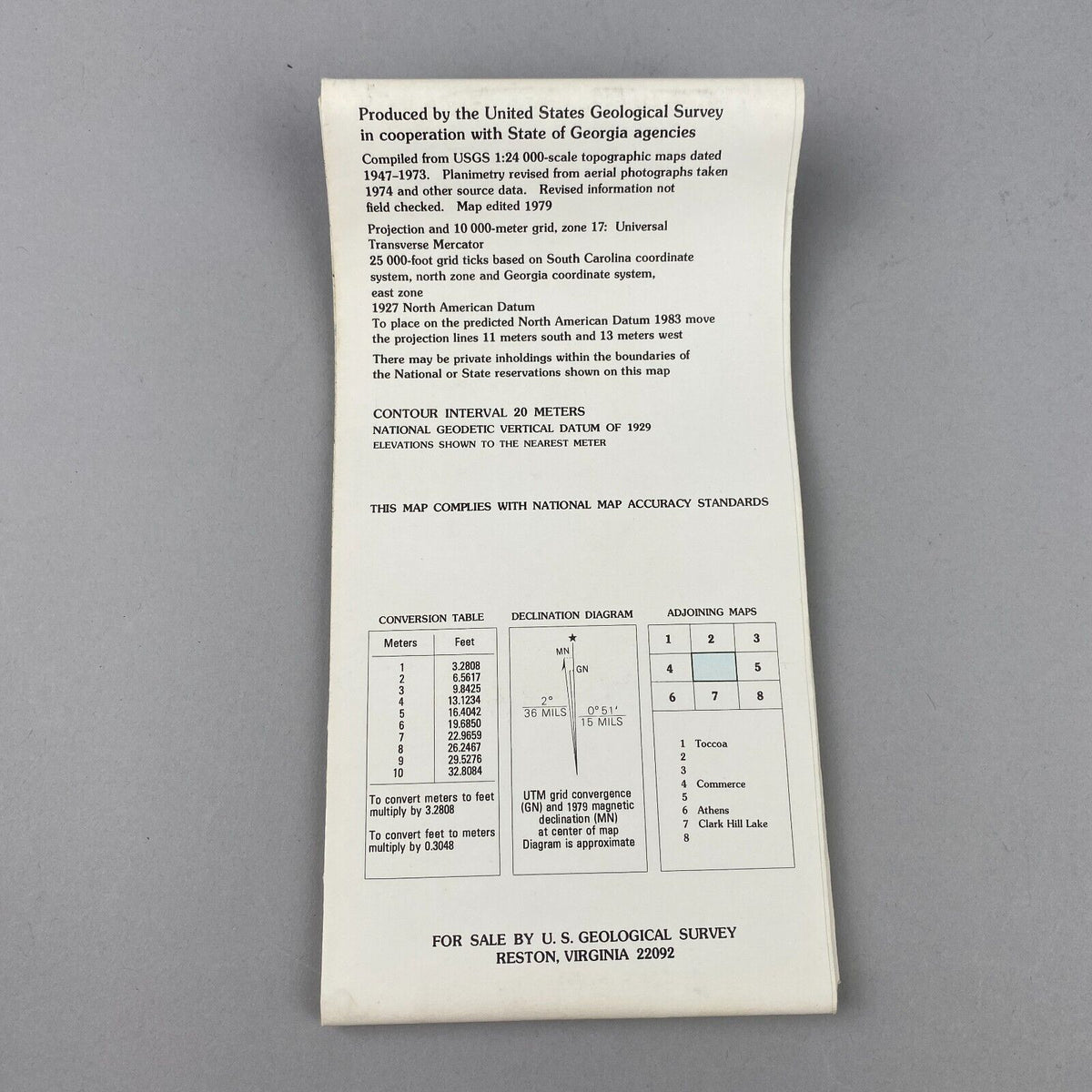 USGS Topographic Map 1979 Survey 30"x60" SC Abbeville