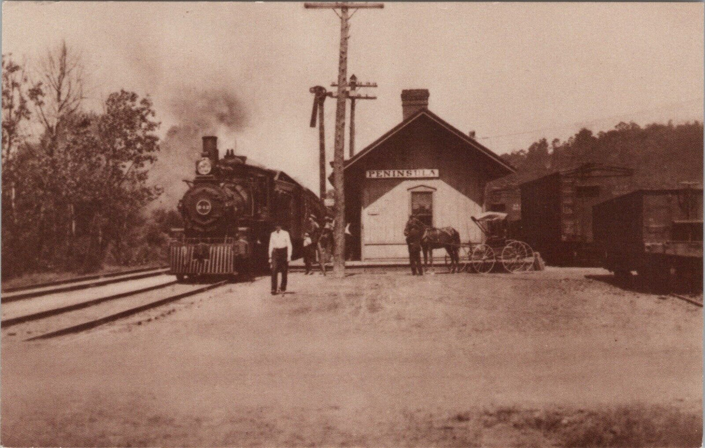 Vintage 1970s Postcard from Peninsula Railroad Station 1875