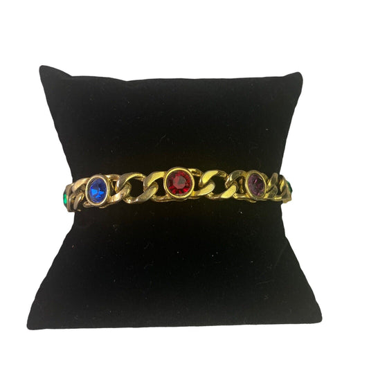 Costume Chain Multi-Color Gemstone Bracelet 7”