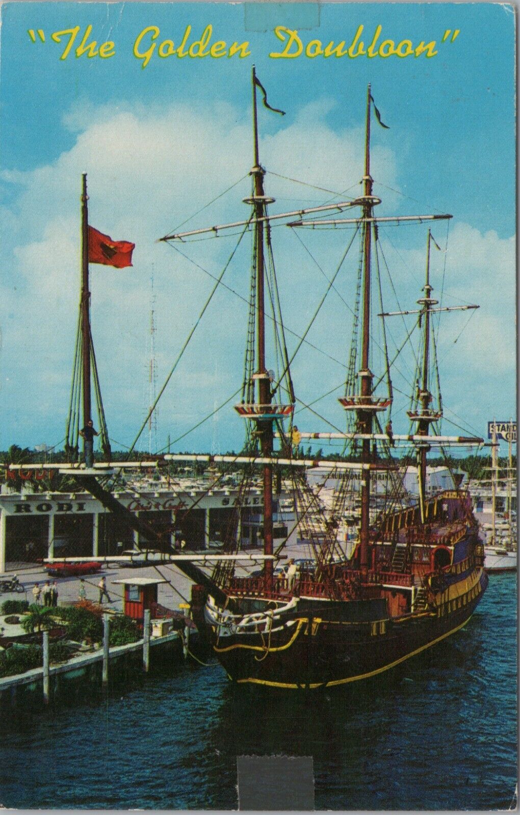 Vintage The Golden Doubloon in Ft Lauderdale, Florida Postcard