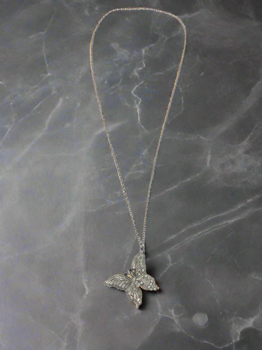 Silver Tone Butterfly Necklace