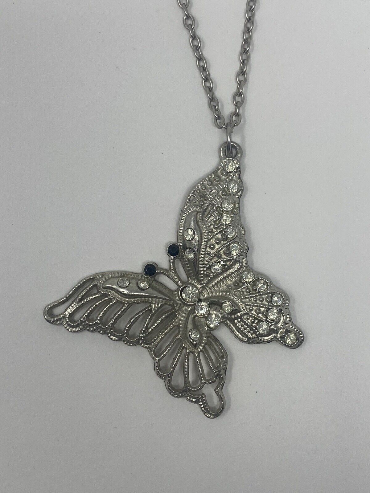 Silver Tone Butterfly Necklace