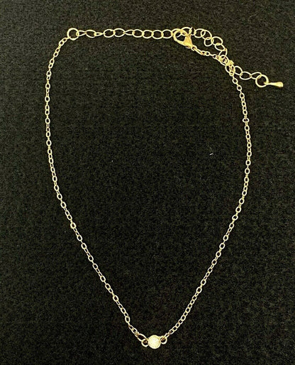 Simple Gold-Tone Necklace with Faux Diamond