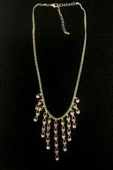 Silver Tone Chain with Pink Diamonds Princess Necklace