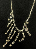 Silver Tone Chain with Pink Diamonds Princess Necklace