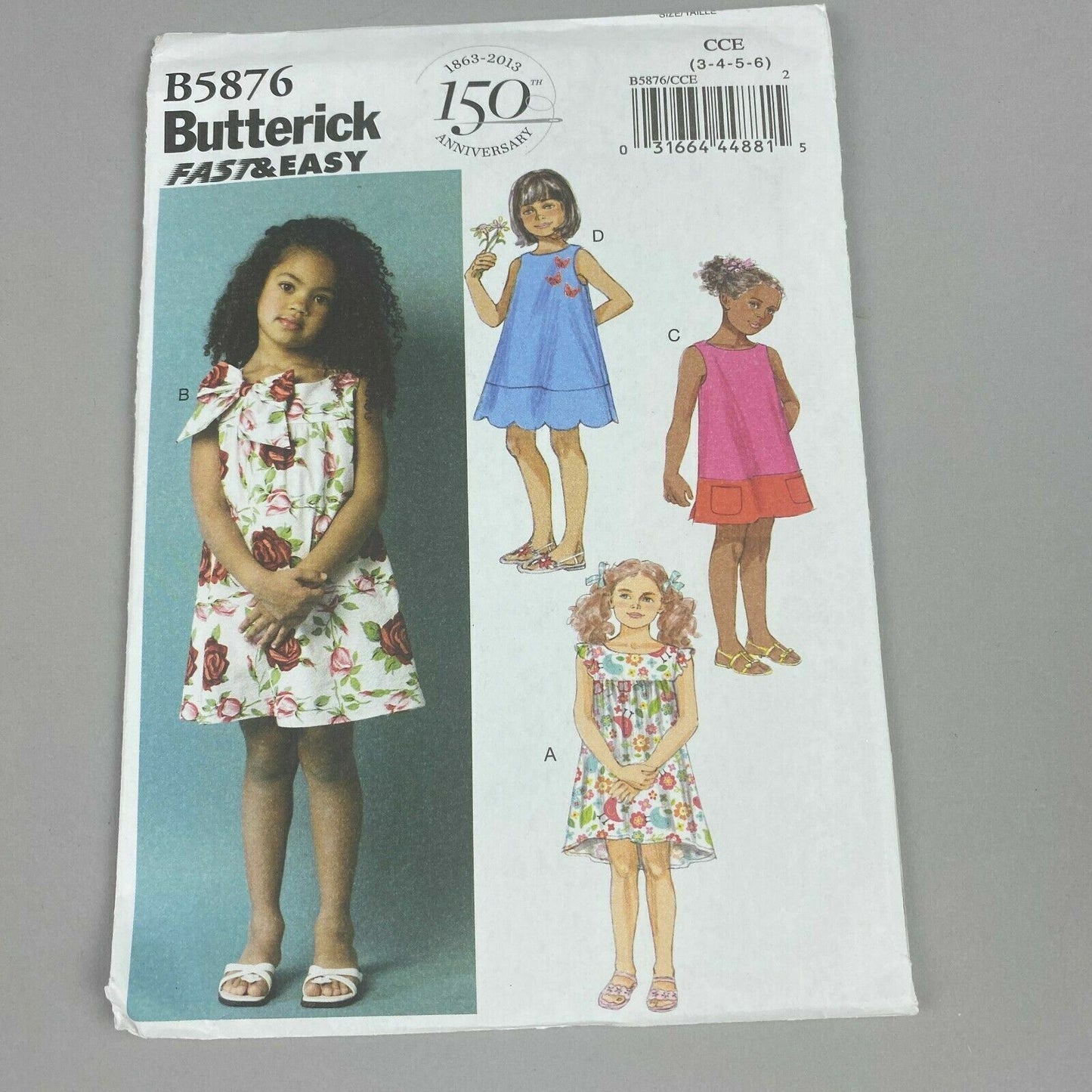 Butterick B5876 Toddler’s Girls Dress Pullover Uncut Pattern