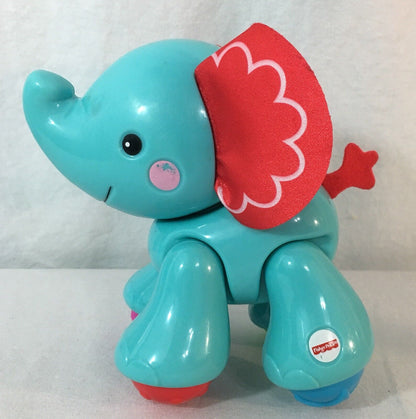 Fisher Price Amazing Animals Blue Baby Elephant with Red Cloth Ears & Tail