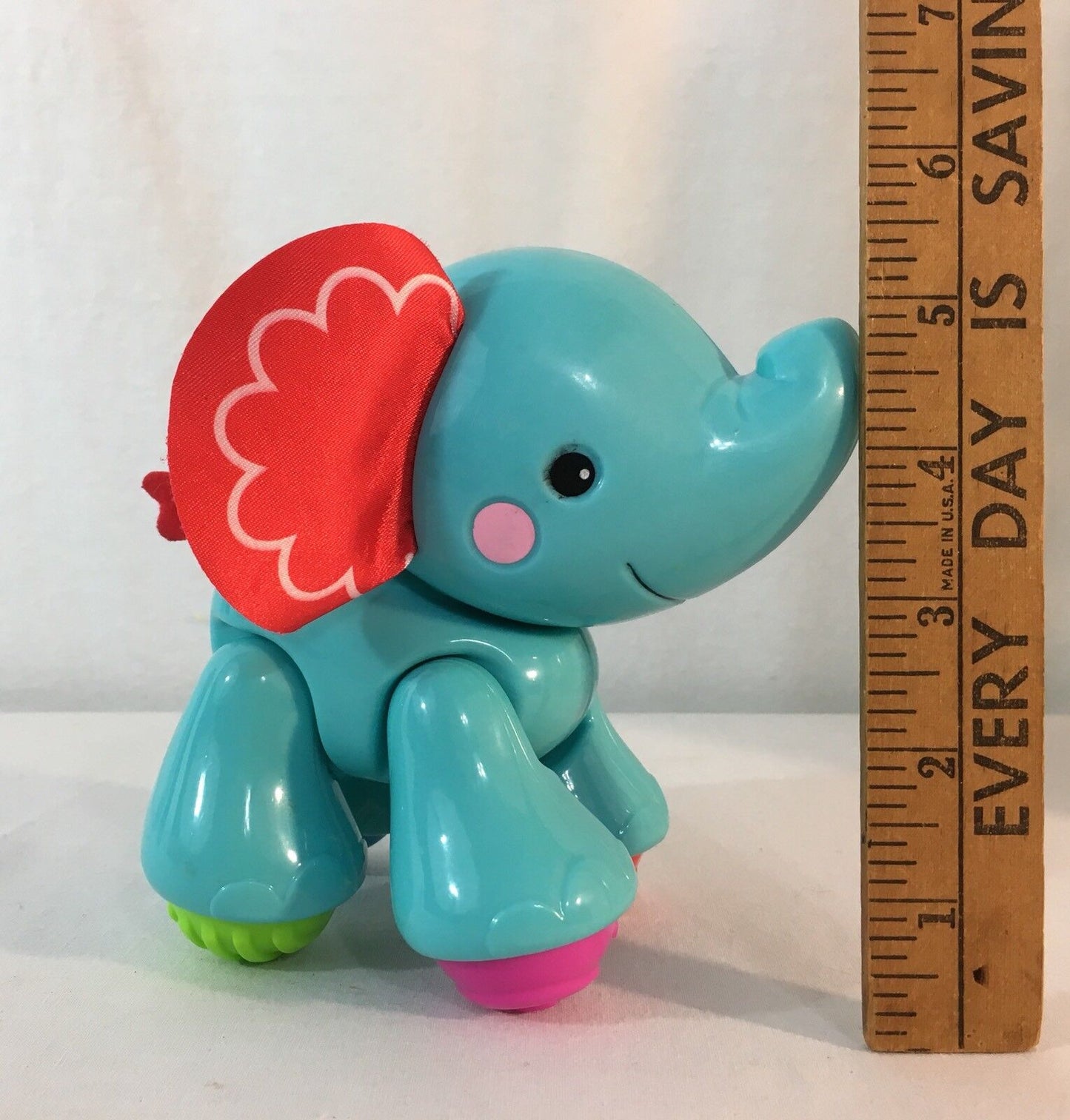 Fisher Price Amazing Animals Blue Baby Elephant with Red Cloth Ears & Tail