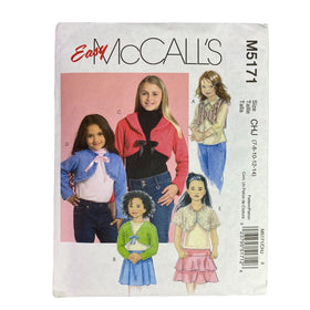 McCalls M5171 Easy Girls Shrugs 5 Variations Sizes 7-14