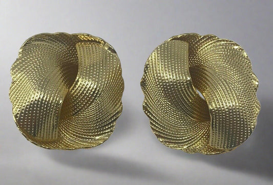 Gold Tone Twisted Design Earrings