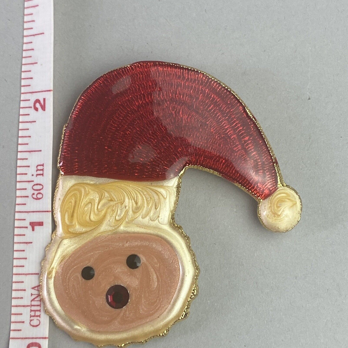 Unique Christmas Handpainted Bear Pin 2.25 inches Kitch