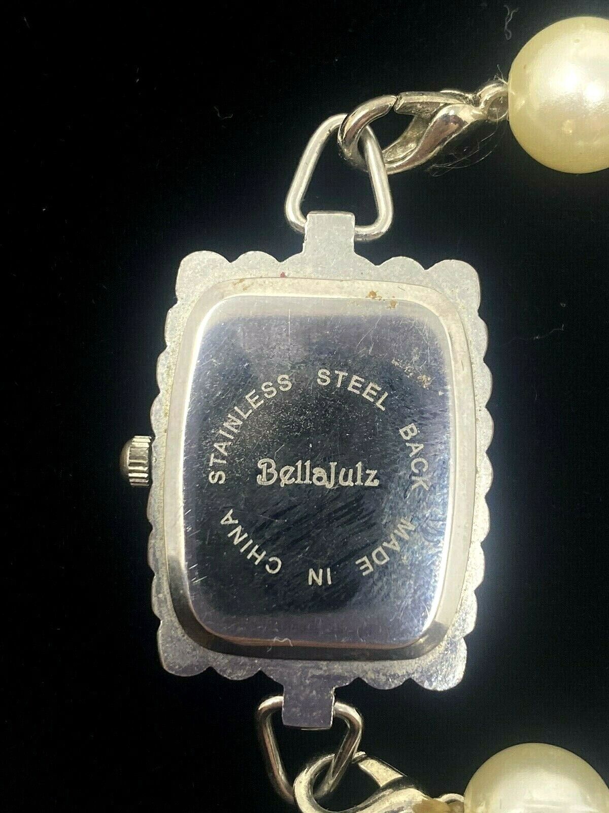 Bellajulz Silver Tone and Faux Pearl Watch Bracelet