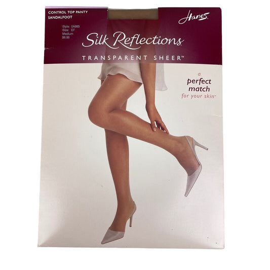 Hanes Silk Reflections Control Top Panty Sandalfoot Medium, Size EF