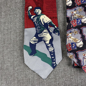 Lot of 3 Vintage Novelty Baseball Ties Flinstones, Catcher