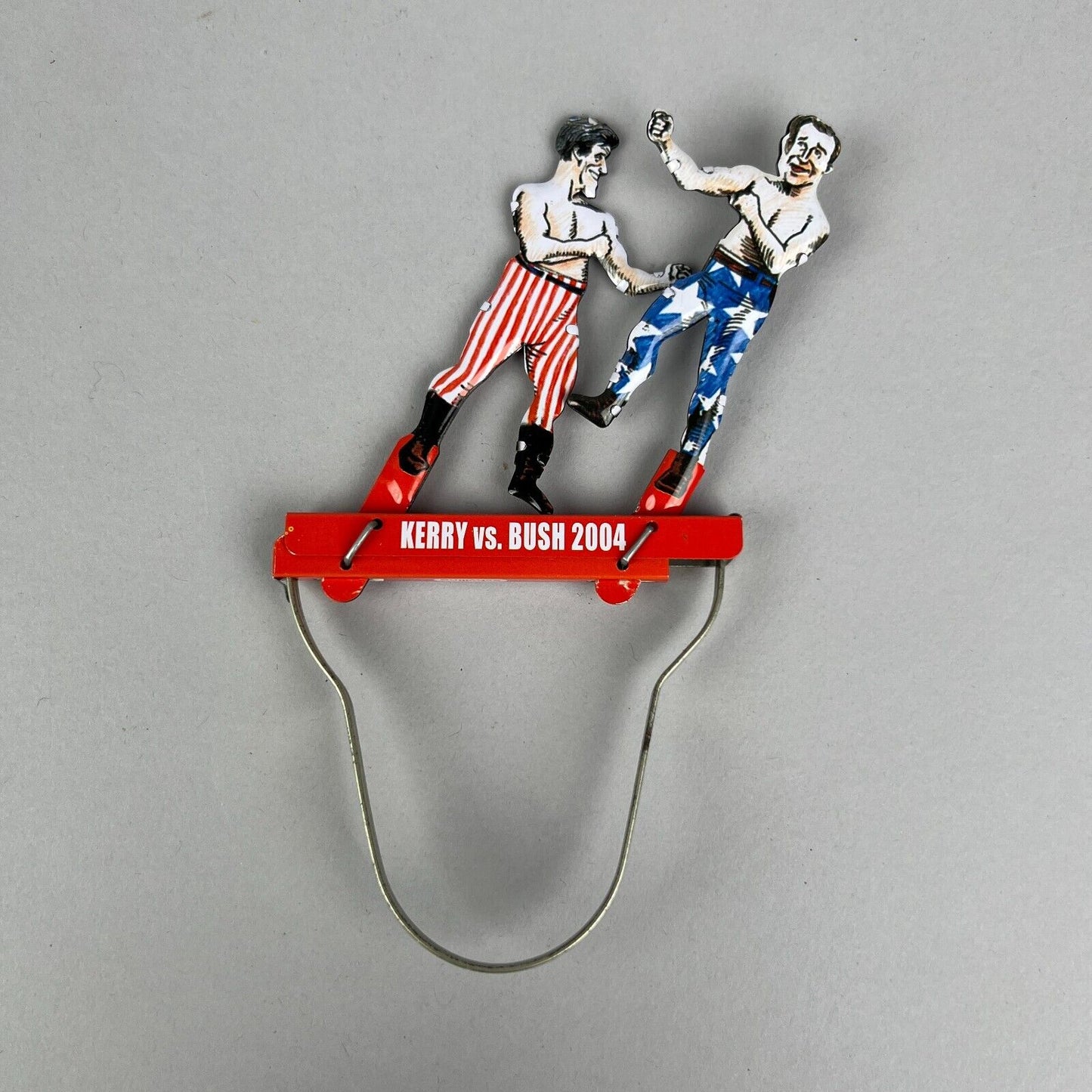 Kerry vs Bush Boxing 2004 Political Tin Puppet Toy Hand Squeezer