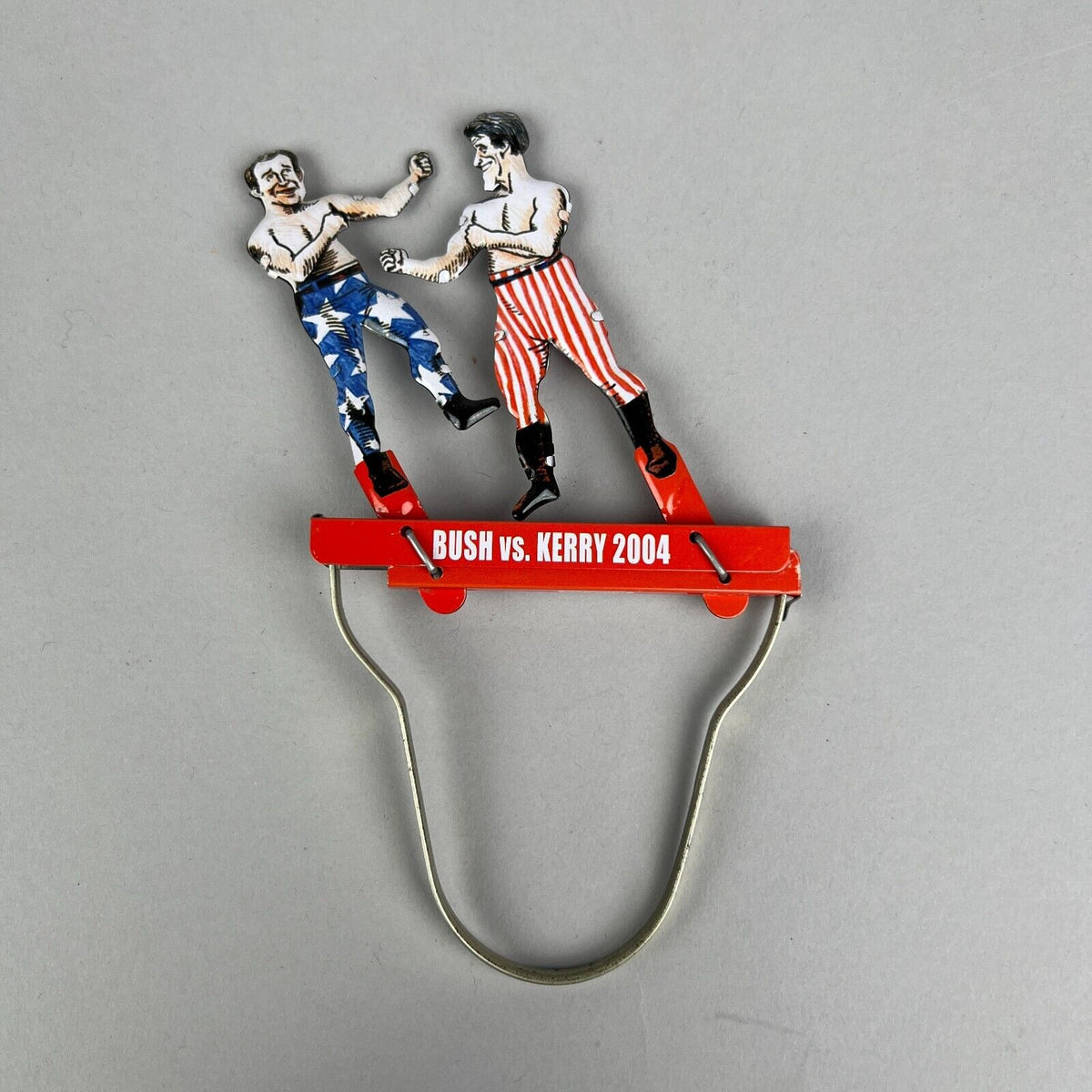 Kerry vs Bush Boxing 2004 Political Tin Puppet Toy Hand Squeezer